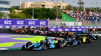 JEDDAH, SAUDI ARABIA - APRIL 20: Jak Crawford of United States and DAMS Lucas Oil (11) leads Victor